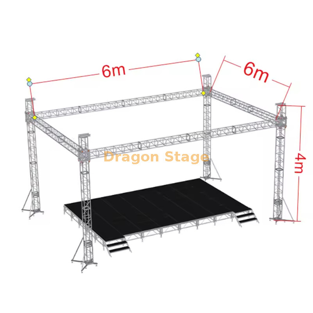 Silver Square Aluminium Concert en aluminium Sound Truss 6x6x4m