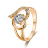 Vente en gros de bijoux pour femmes en or rose Zircon en forme de coeur Arabie Saoudite 18k 24k Bague de fiançailles en or