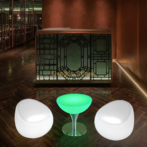 Fête Événement jardin boîte de nuit en plein air Meubles en plastique LED s'allument Cocktail Poseur Bar Table cube chaise bar tabouret éclairage