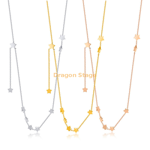 Collier porte-bonheur personnalisé en acier inoxydable, bijoux plaqués or, étoile, personnalisé, vente en gros, pour femmes