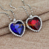 Beaux bijoux en argent personnalisés femmes rouges grand pendentif en or cristal bleu océan titanic collier coeur en acier inoxydable