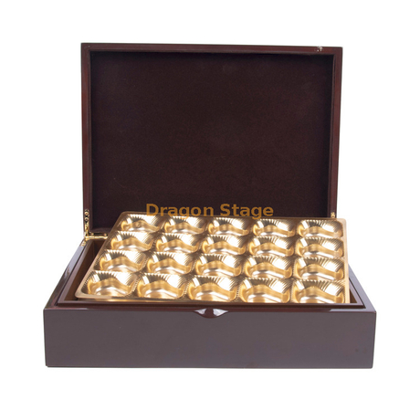 Usine de boîte en bois personnalisée boîte de truffe au chocolat en bois marron de luxe personnalisée avec séparateur