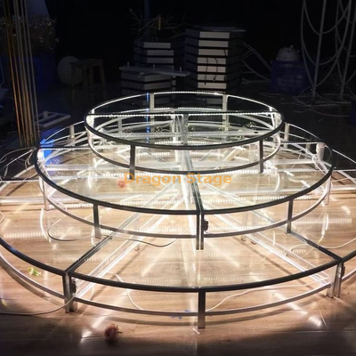 Étape ronde en verre claire pour le mariage et le défilé de mode diamètres de 1.2m 1.8m 2.4m