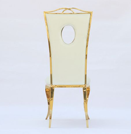 Villa supportant des chaises de salle à manger, des chaises à dossier en cuir blanc, des chaises pliables évidées en acier inoxydable pour mariage et mariage, vente en gros en stock
