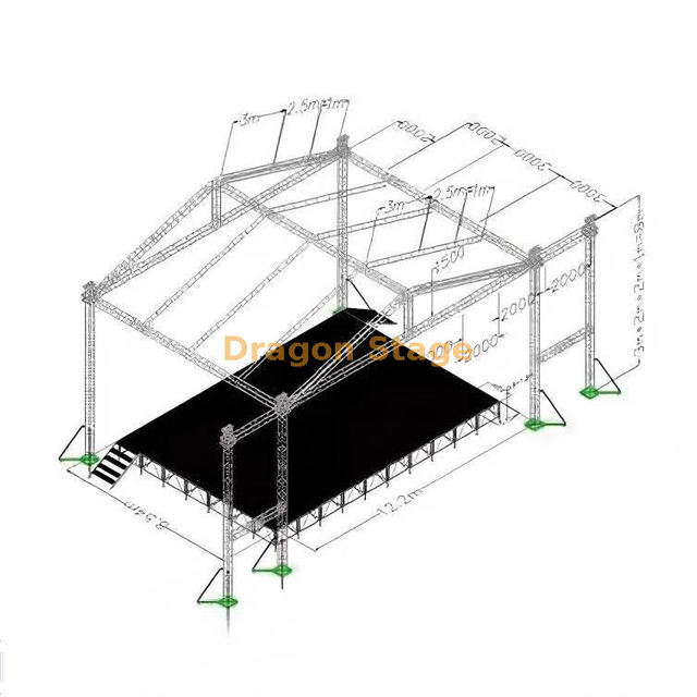 Festival de musique Toit Light Sound Event Truss Structure 13x10x8m