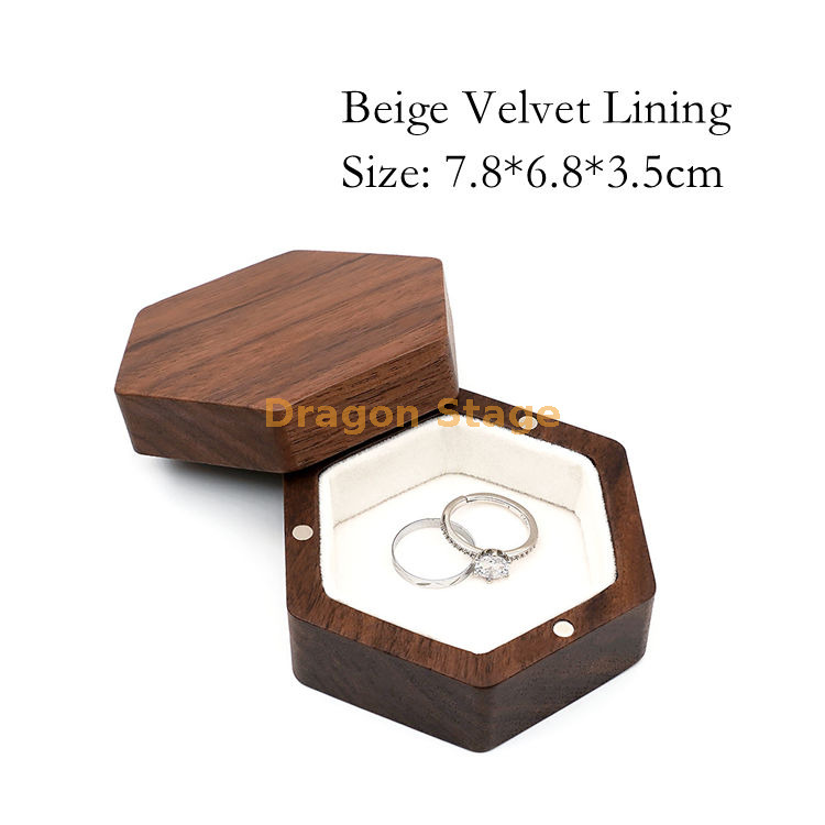 Emballage cadeau Boîte de bijoux en bois en noyer (2) 