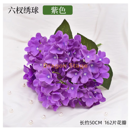 Bouquet à balle brodé simulé cérémonie de mariage décoration décoration de fleur de soie ornements multi-tête de fausses fleurs guide routier arche de fleur poignée de fleur 6 branches violet fleurs de balle brodées