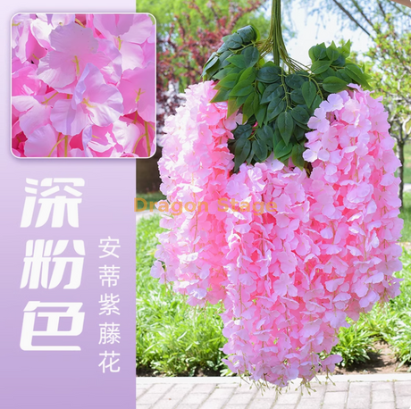 Wisteria tofu Pudding String Violet False Fleur Fleur de fleur de rotin décoration intérieure de mariage Antise Wisteria [Ultra dense] Powder (6 bâtons)
