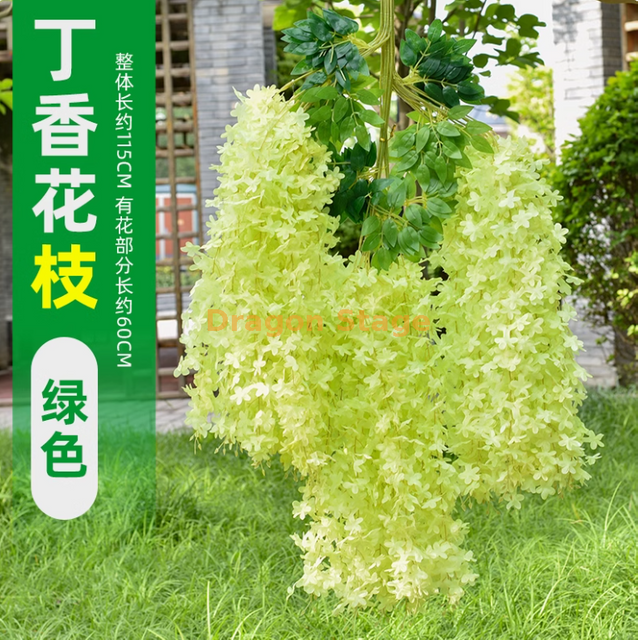 Fleurs de glycine simulées tofu pudding String Violets faux plafond rotin décoration de mariage intérieur vert Nouveau glydromelle lilas fleurs - vert 6
