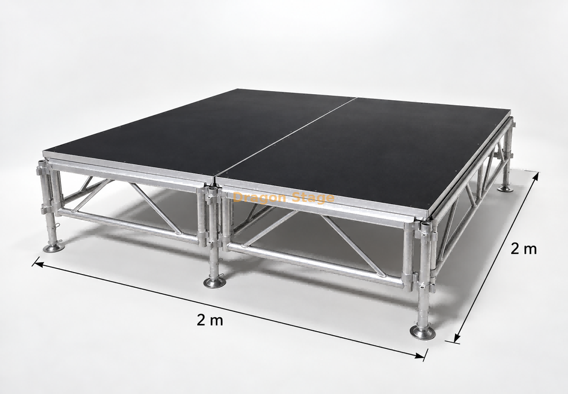 Plate-forme de scène en aluminium 2x1m pour la production d'événements de concert avec différentes hauteurs 2x2m