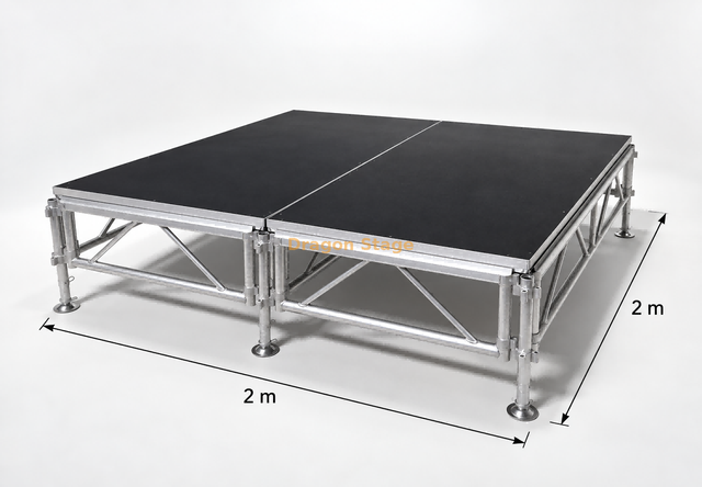 Plate-forme de scène en aluminium 2x1m pour la production d'événements de concert avec différentes hauteurs 2x2m