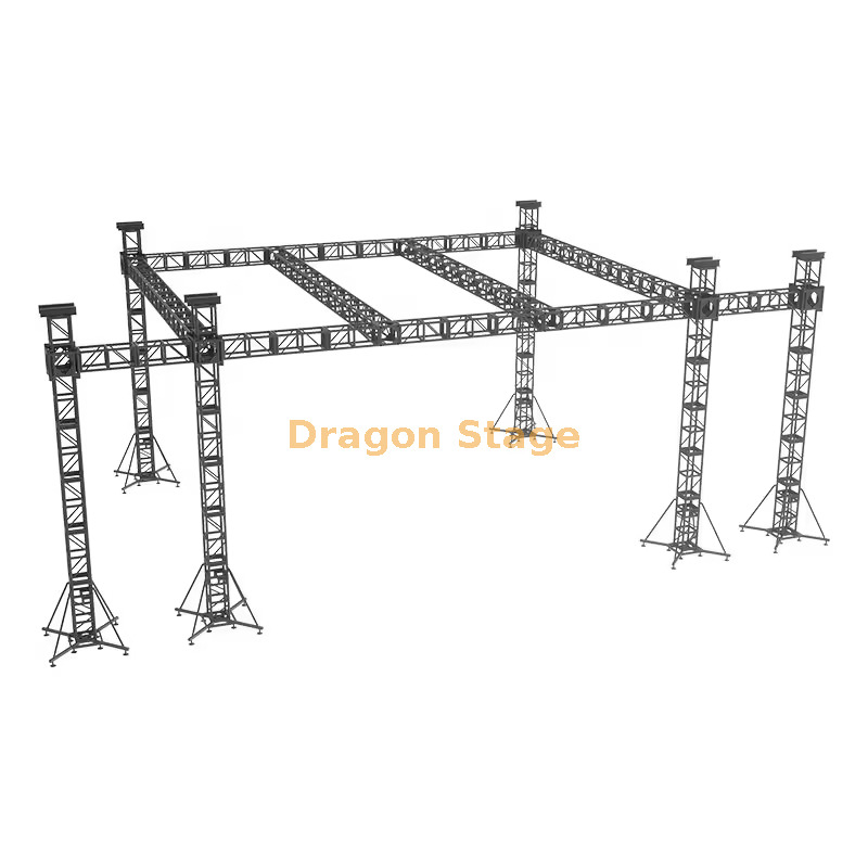 Toit de scène professionnel 10x8x6m avec doubles faisceaux d'éclairage et ailes de sonorisation