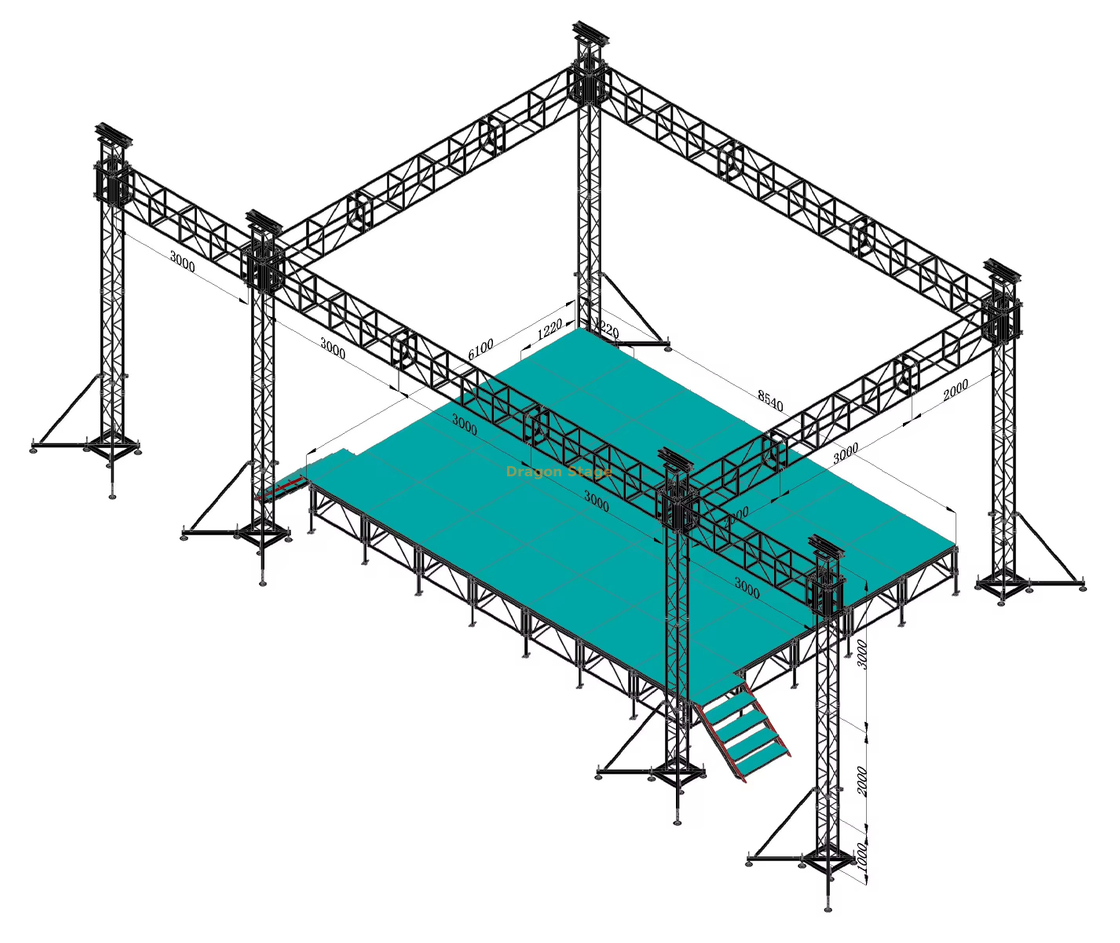 Botte d'éclairage professionnelle pour discothèques et événements intérieurs 9x7x6m