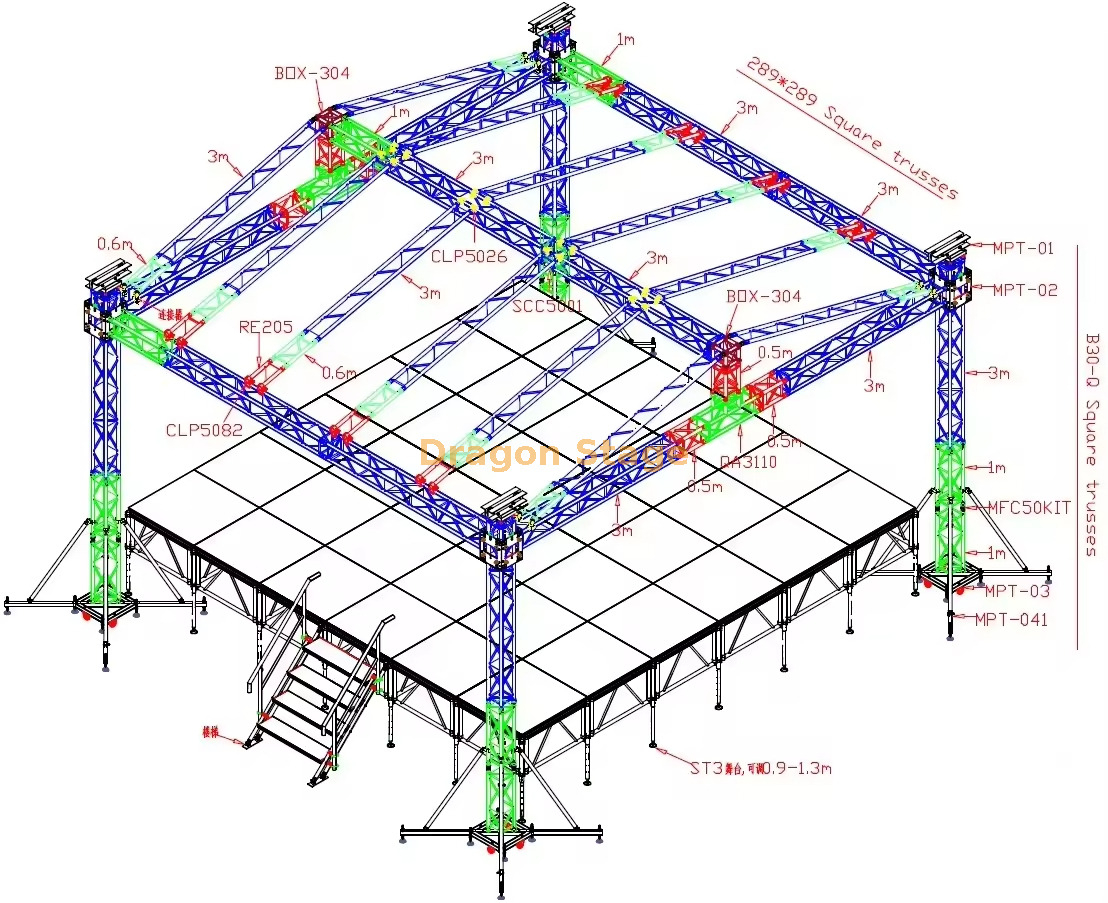 Structure de ferme de toit extérieure personnalisée 8x7x5m pour concerts et événements