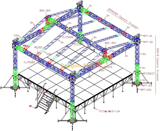 Structure de ferme de toit extérieure personnalisée 8x7x5m pour concerts et événements