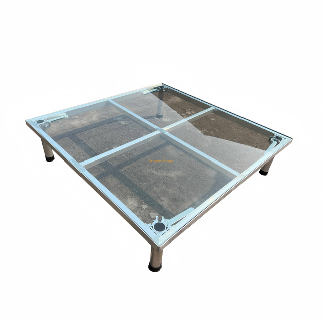 Plate-forme de scène en verre transparent avec cadre en aluminium réglable (1,22 mx 1,22 m)