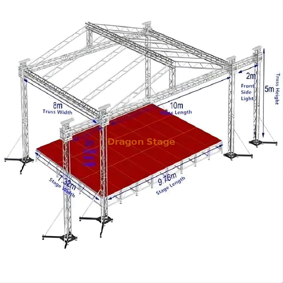 Sound à l'extérieur abordable en aluminium Portable Scène Système pour l'événement de concert 10x8m Hauteur 5m