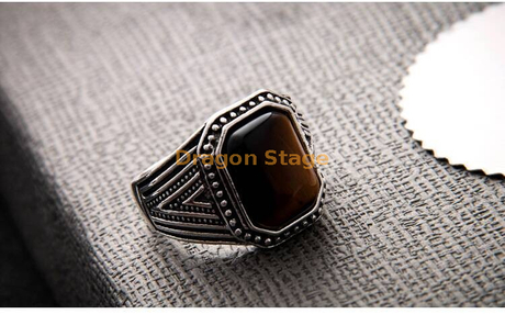 Designer Cheap Replica Imitation Turque Oeil de Tigre Pierre Bijoux Bague en Acier Inoxydable