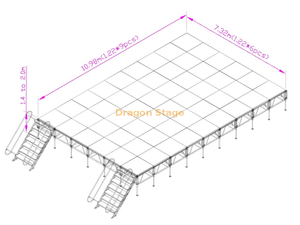 Taille réglable portative faite sur commande 1.2-2m de la plate-forme 10.98x7.32m de scène extérieure