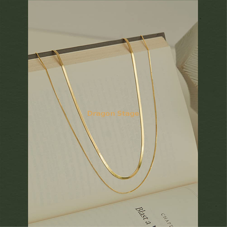 Délicat 18K Or Rempli Mince Maigre Serpent Chaîne Collier En Acier Inoxydable Superposition Collier Ras Du Cou pour Les Femmes