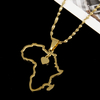 Femmes hommes bijoux personnalisé croix coeur en acier inoxydable reine africaine American18k plaqué or afrique carte pendentif collier