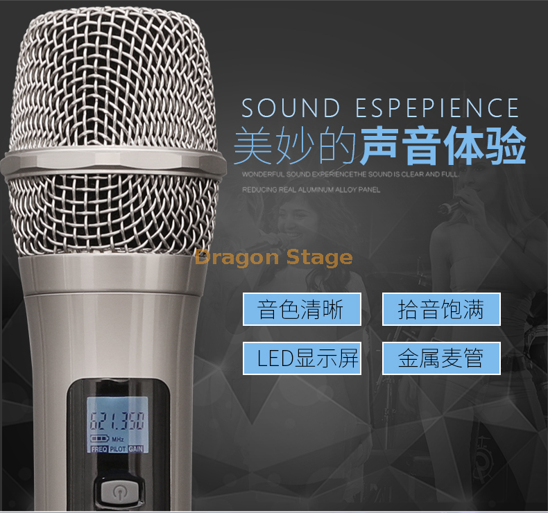 Microphone professionnel sans fil scène de performance extérieure salle de conférence KTV un avec deux microphones chant karaoké domestique (1)