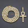 Hiphop Bijoux Unisexe CZ Diamant Ankh Clé Collier Tennis Chaîne
