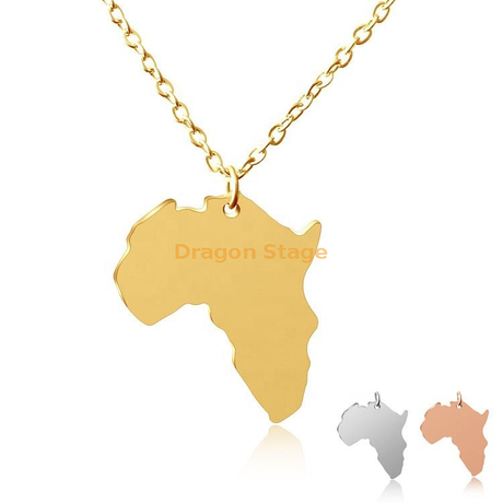 Collier de carte africaine personnalisé en acier inoxydable bijoux en or chaud de pédant personnalisé