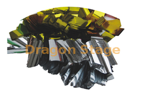Confettis papier ignifuge réfléchissant or et argent couleur feuille spécification 2 cm X 5 cm matériau ignifuge