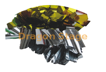 Confettis papier ignifuge réfléchissant or et argent couleur feuille spécification 2 cm X 5 cm matériau ignifuge