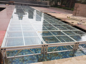 Étape en verre acrylique portative en aluminium pour la taille 1.2-2m de la couverture 15x5m de piscine
