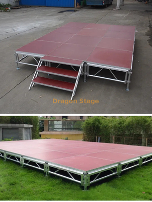 Assemblez rapidement une scène en aluminium portable pour une utilisation événementielle, hauteur 20x16 pieds 0,8-1,2 m avec 1 escalier