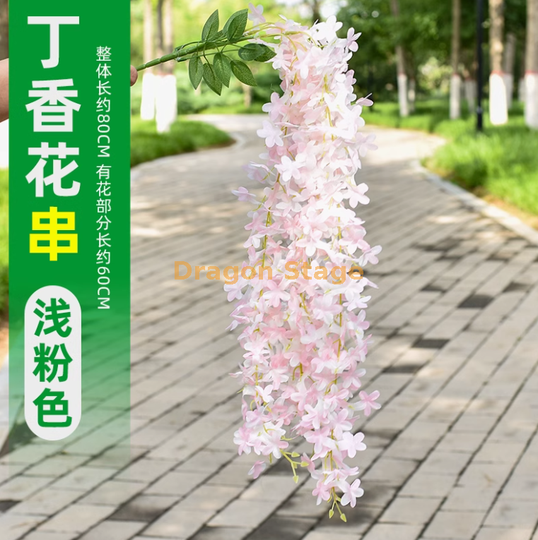 浅棕色 新款 4 杈丁香花 - 浅粉 1 枝