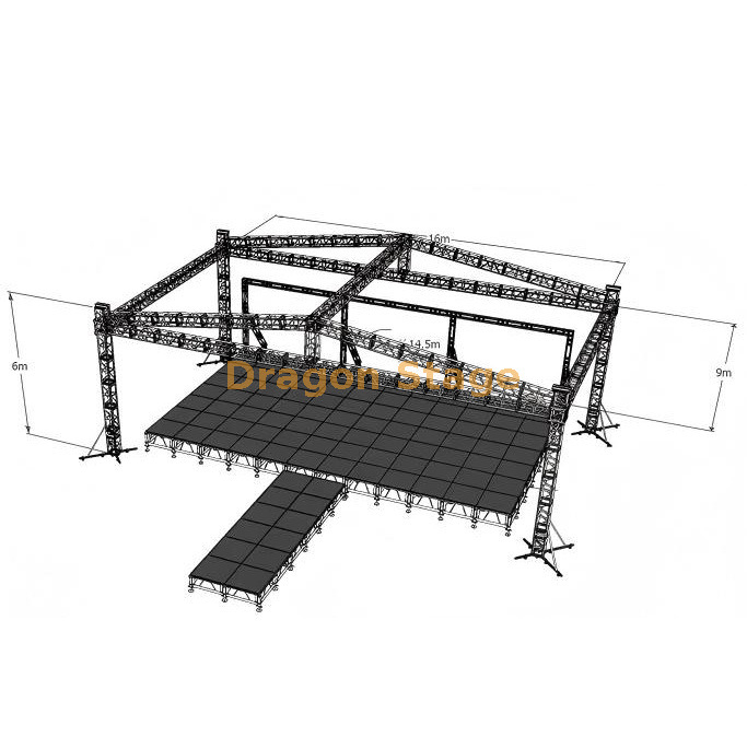 Système de fermes de toit en aluminium à broche pyramidale 16x9x6m