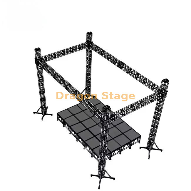 Scène mobile extérieure 10x6x8m avec système de fermes de toit en aluminium