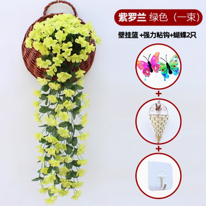 Mur violet simulé orchidée grande broderie artificielle fleur en plastique de fleur de fleur de soie rotin vert 1 grand crochet de livraison violet