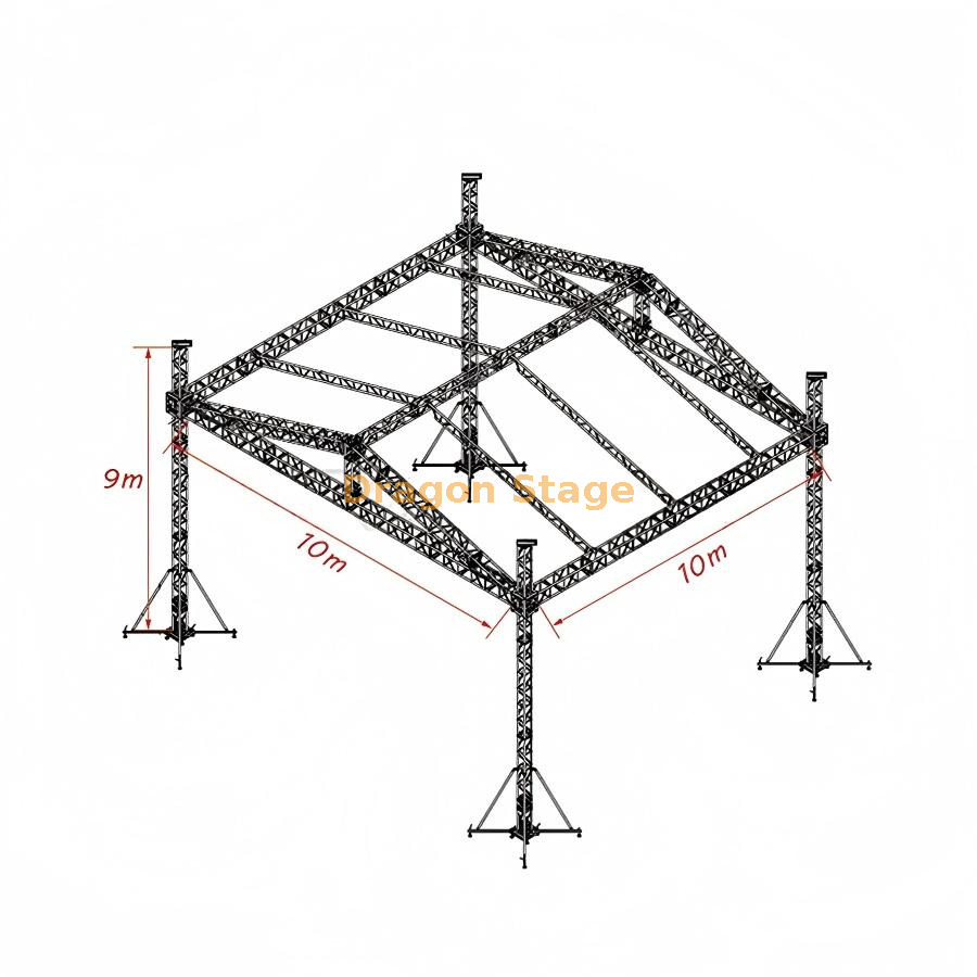Éclairage de concert populaire Système de toit en aluminium 10x10x9m