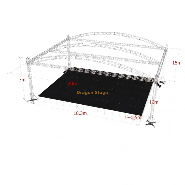 Sprus de stade de toit incurvé en aluminium 20x15x7m