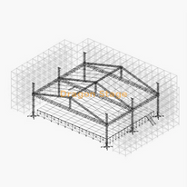 Mur en treillis Ringlock de 36 m avec scène de toiture en aluminium de 21 x 20 m, 2 ailes LED avant et 2 escaliers en aluminium