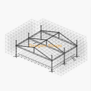 Mur en treillis Ringlock de 36 m avec scène de toiture en aluminium de 21 x 20 m, 2 ailes LED avant et 2 escaliers en aluminium