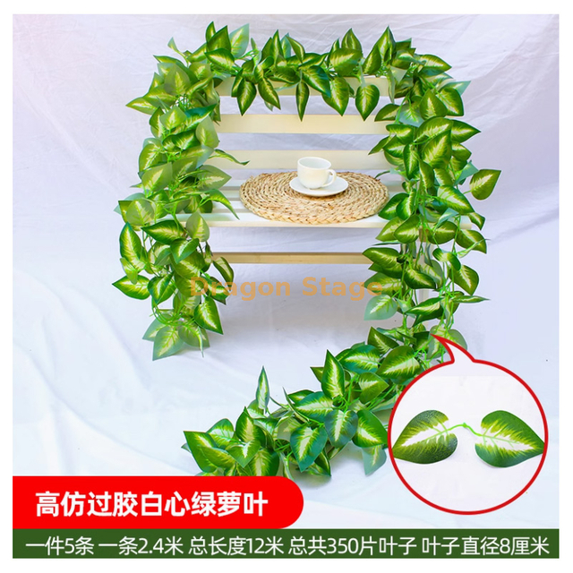 Vine simulée, décoration des feuilles de raisin, vigne de fleurs artificielles enroulée autour de 70 plantes vertes, 5 vignes vertes du cœur blanc - étanche, écran solaire, papillon sans soie attachée