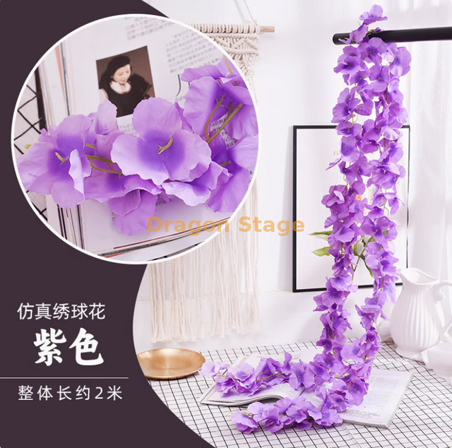 Plafond de fleur de glycine simulé, fausse bande de glycine, décoration de mariage intérieure, corde de fleurs en plastique, empereur et fleur de glycine [ultra dense] violet (6 pièces)