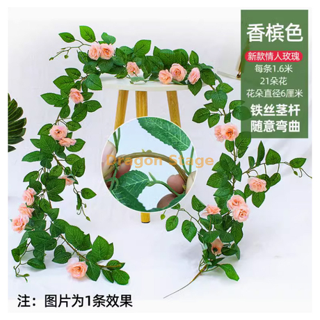 Mur de vigne rose simulée suspendue fausse fleur vigne conjugal pipe de climatisation tuyau de salon intérieur décoration plafond vigne clou jaune champagne - amant rose 1