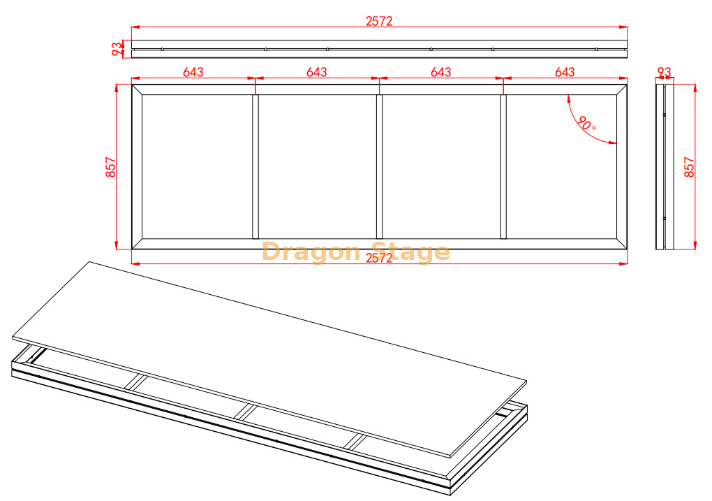 2.572x0.857m Payher Podiums pour le système de support