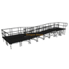 Rampe de scène modulaire en aluminium Switchback de 10,27 x 3,24 m avec palier et double garde-corps