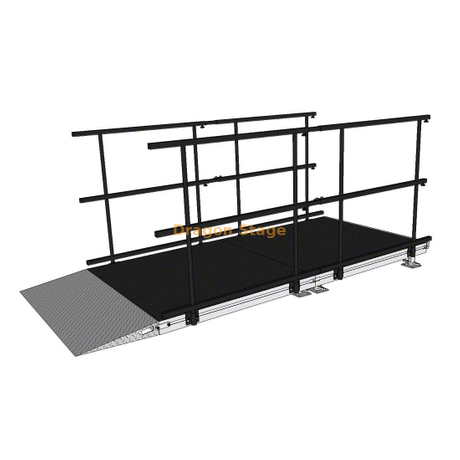 Rampe de transition de scène compacte en aluminium de 3,0 x 1,22 m avec double garde-corps pour événements