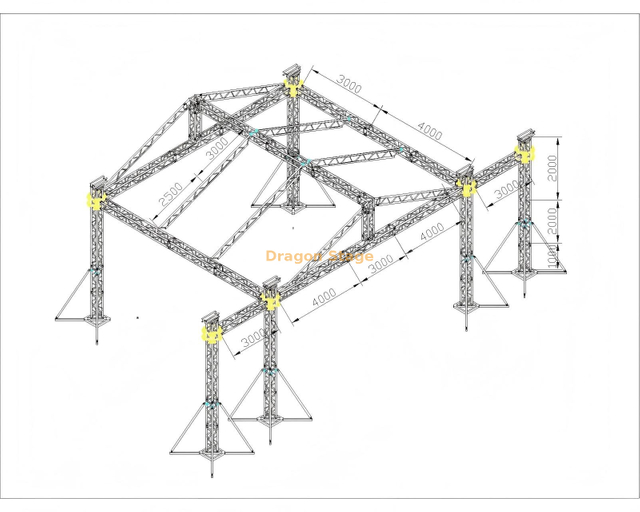 Structure de toit inclinée triangulaire en aluminium professionnelle de 11x7x5m