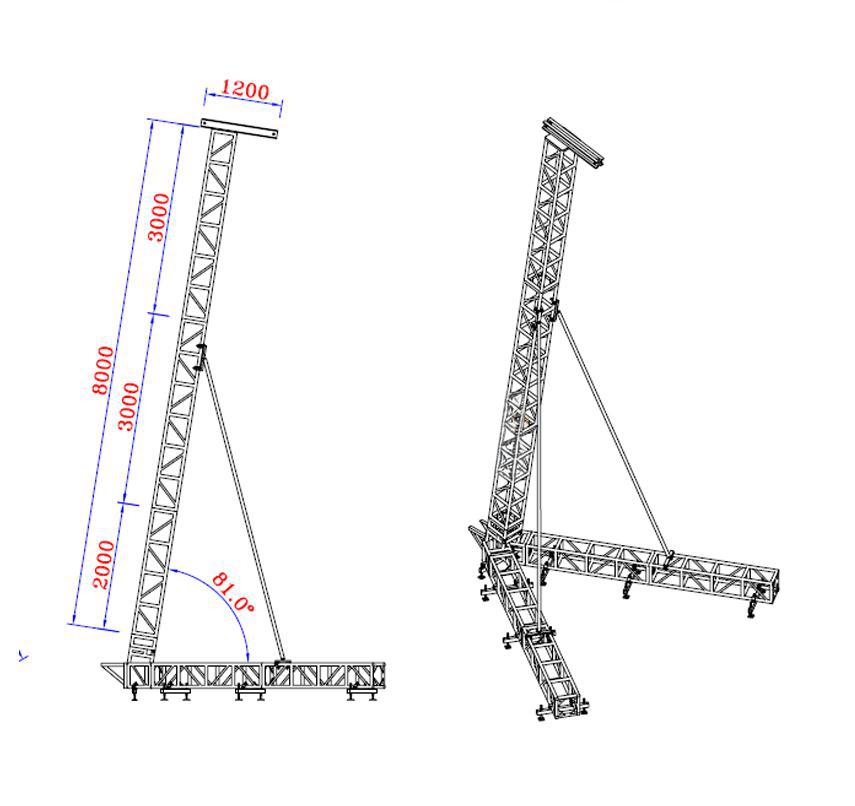 Système de pente-haut de la baisse de ligne de ligne en aluminium 8m