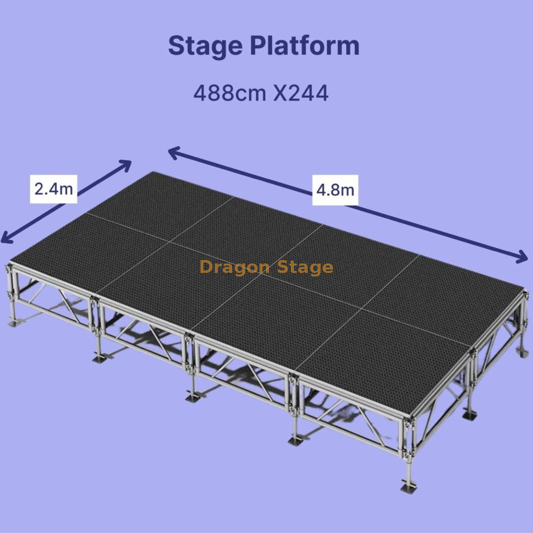 Concert en alliage en aluminium argent étape 8'X16 '（4.88x2.44m）