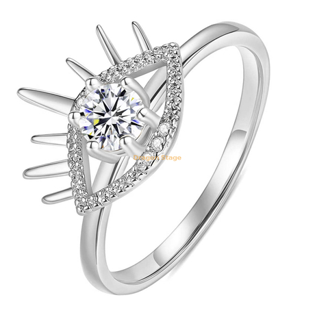 Bague Bijoux Cz Personnalisé Mauvais Œil Bague En Cuivre Femmes